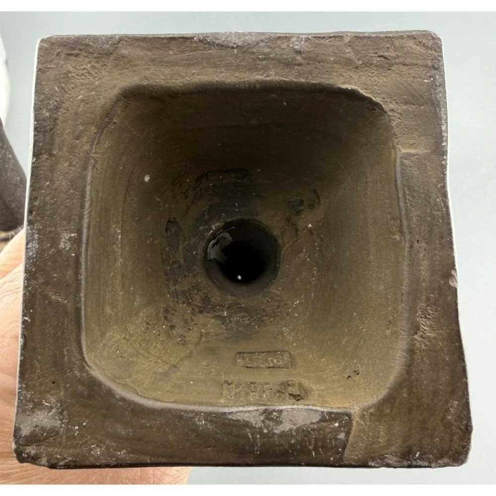 Vintage Nippon Dragonware Candlesticks Pair Brown Clay Moriage Hallmarked Japan